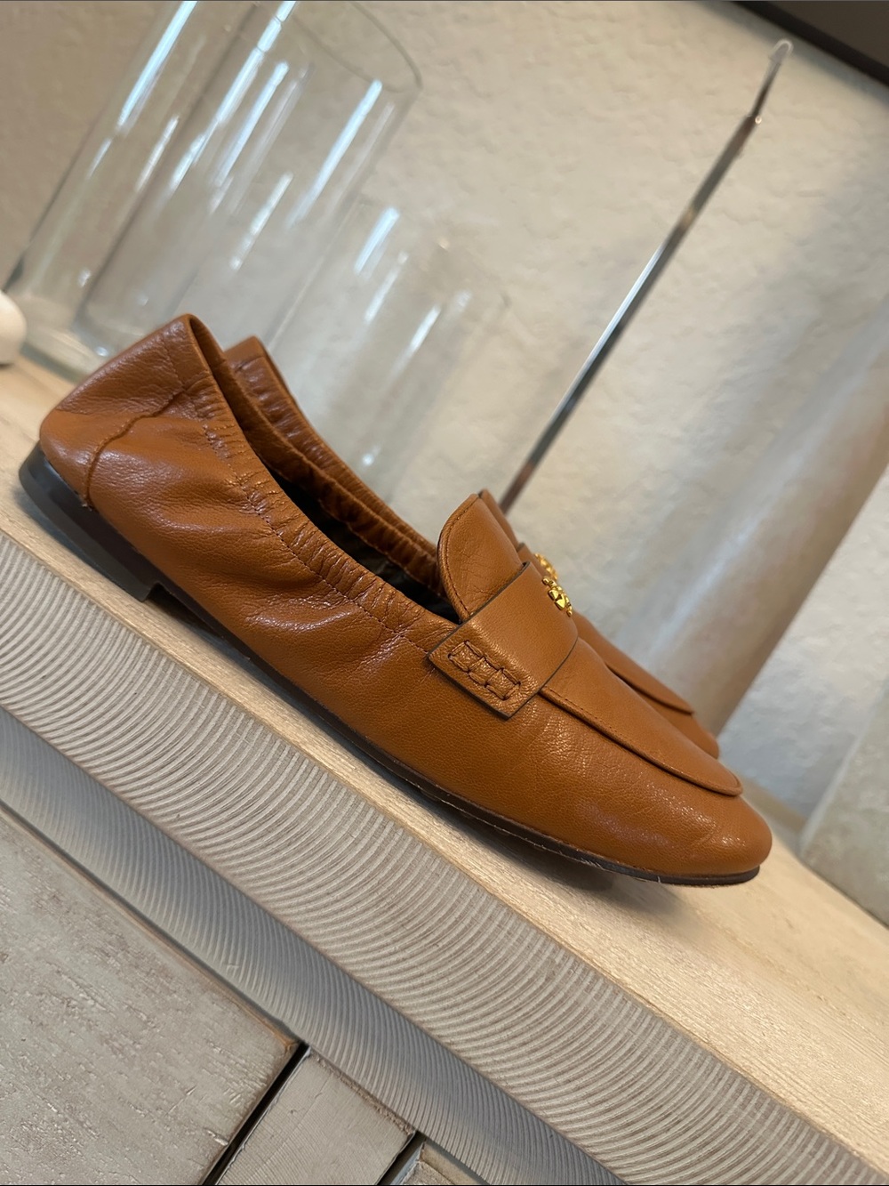 Tory Burch Leather Ballet Loafers Bourbon Size 9 - Picture 4 of 10